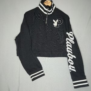 Playboy Cropped Sweatshirt Black And White Size XL